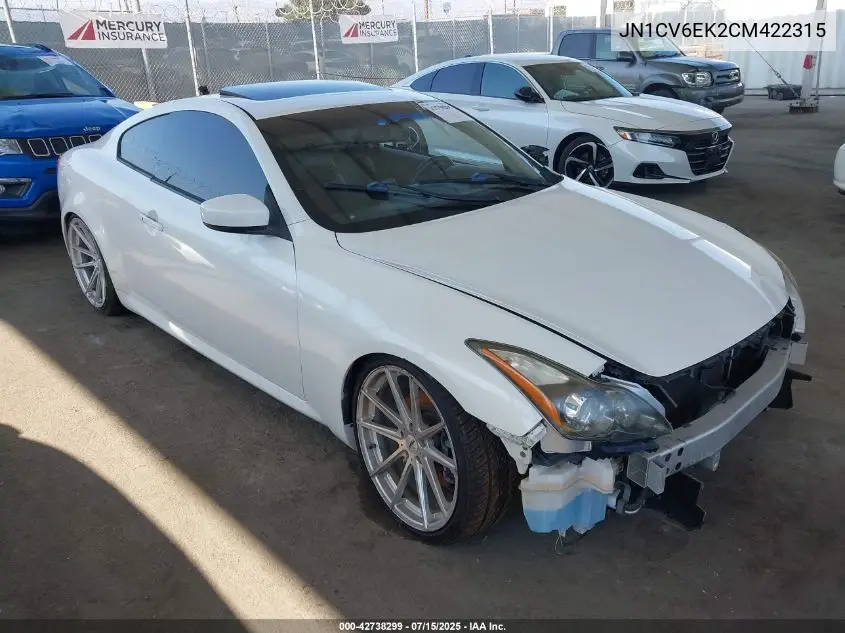 2012 Infiniti G37 Journey VIN: JN1CV6EK2CM422315 Lot: 42738299