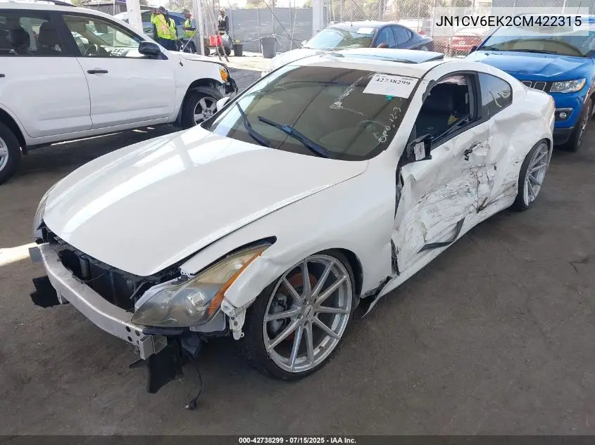 2012 Infiniti G37 Journey VIN: JN1CV6EK2CM422315 Lot: 42738299