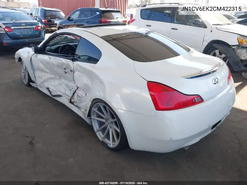2012 Infiniti G37 Journey VIN: JN1CV6EK2CM422315 Lot: 42738299