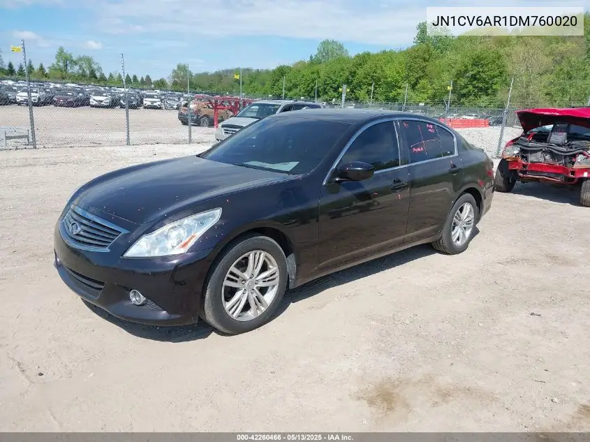 2013 Infiniti G37X VIN: JN1CV6AR1DM760020 Lot: 42260466