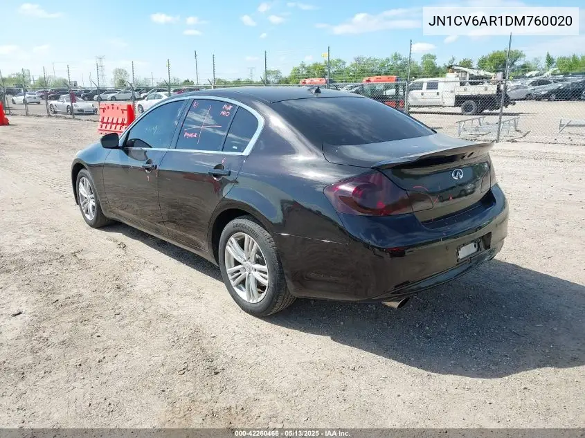 2013 Infiniti G37X VIN: JN1CV6AR1DM760020 Lot: 42260466
