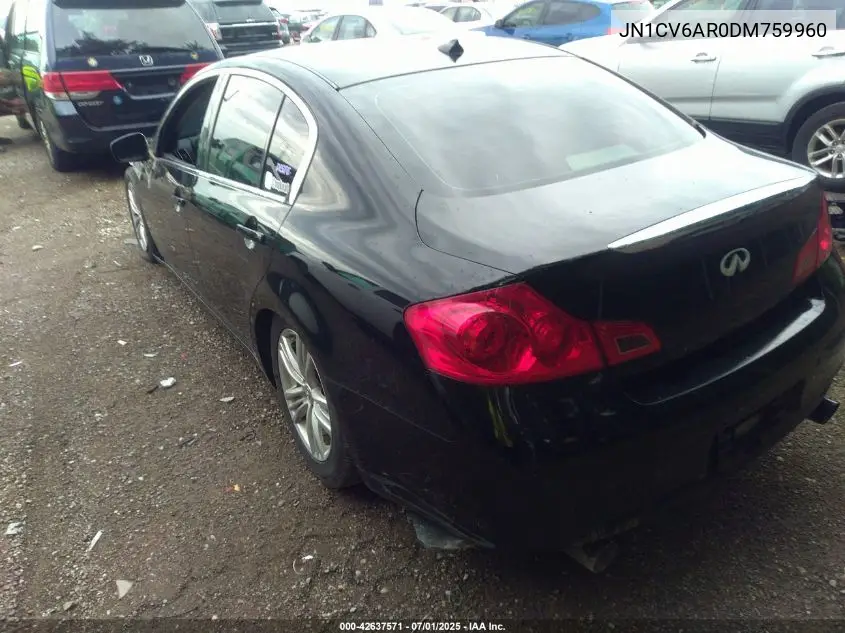 2013 Infiniti G37X VIN: JN1CV6AR0DM759960 Lot: 42637571