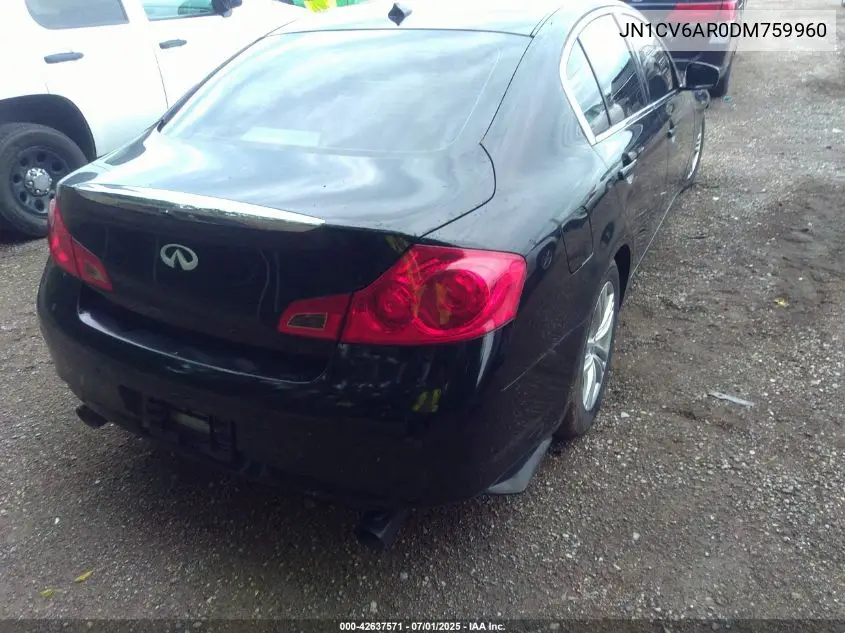 2013 Infiniti G37X VIN: JN1CV6AR0DM759960 Lot: 42637571