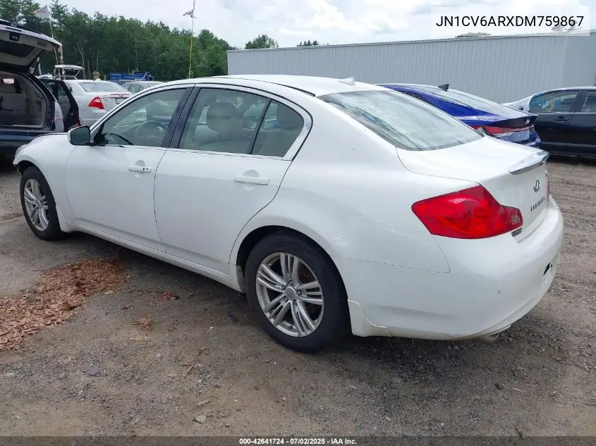 2013 Infiniti G37X VIN: JN1CV6ARXDM759867 Lot: 42641724