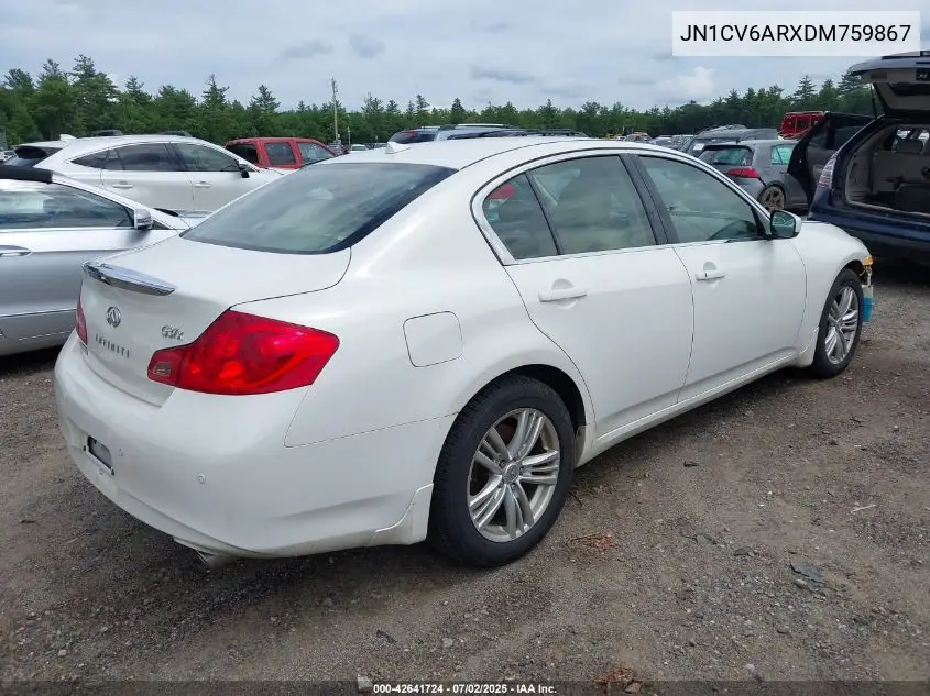2013 Infiniti G37X VIN: JN1CV6ARXDM759867 Lot: 42641724