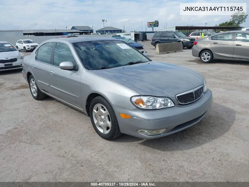 2000 Infiniti I30 Luxury/Touring VIN: JNKCA31A4YT115745 Lot: 40709337