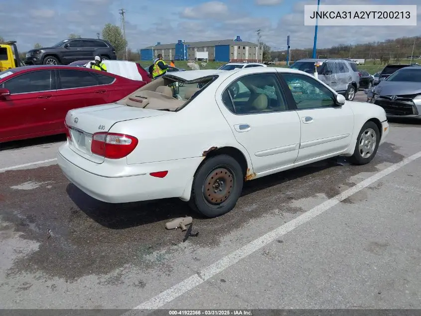 2000 Infiniti I30 Luxury/Touring VIN: JNKCA31A2YT200213 Lot: 41922366