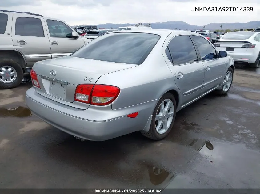 2002 Infiniti I35 Luxury VIN: JNKDA31A92T014339 Lot: 41454424