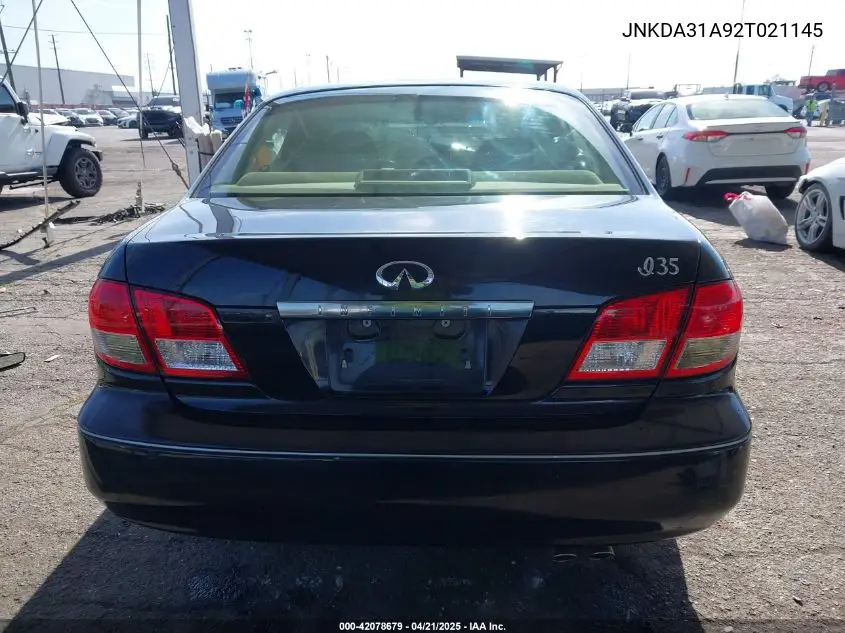 2002 Infiniti I35 Luxury VIN: JNKDA31A92T021145 Lot: 42078679