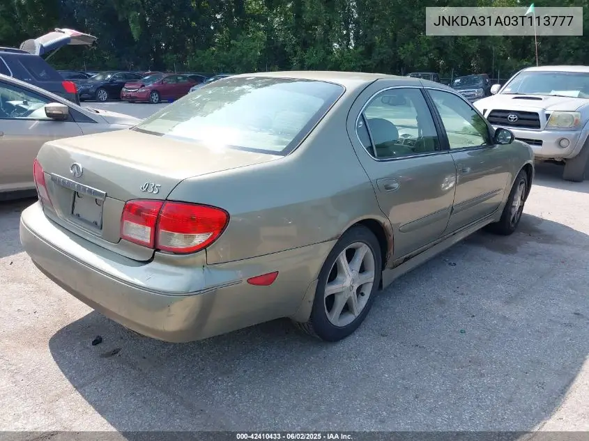 2003 Infiniti I35 Luxury VIN: JNKDA31A03T113777 Lot: 42410433