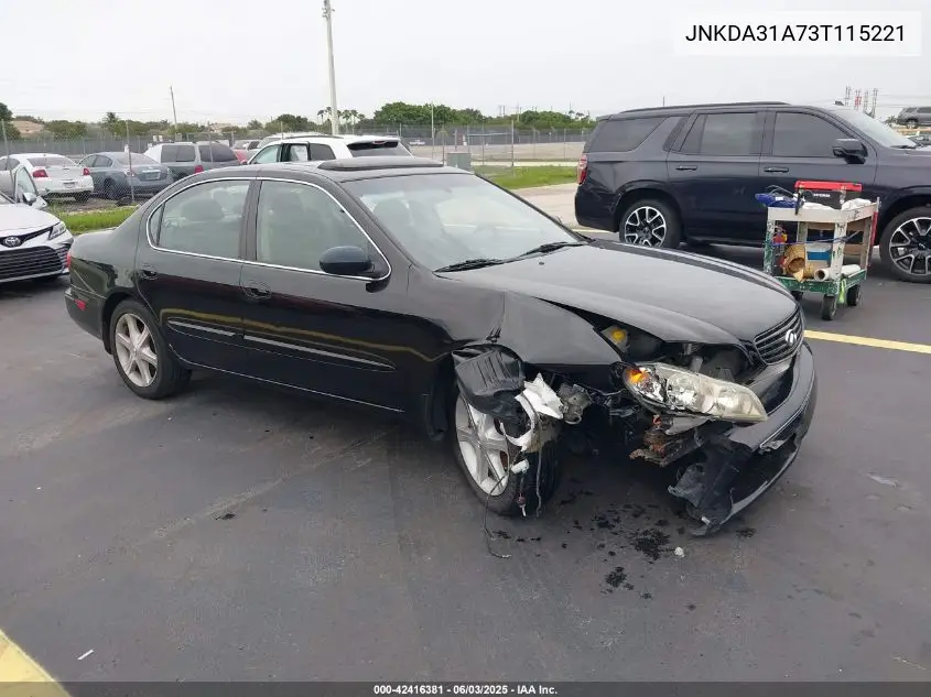 2003 Infiniti I35 Luxury VIN: JNKDA31A73T115221 Lot: 42416381