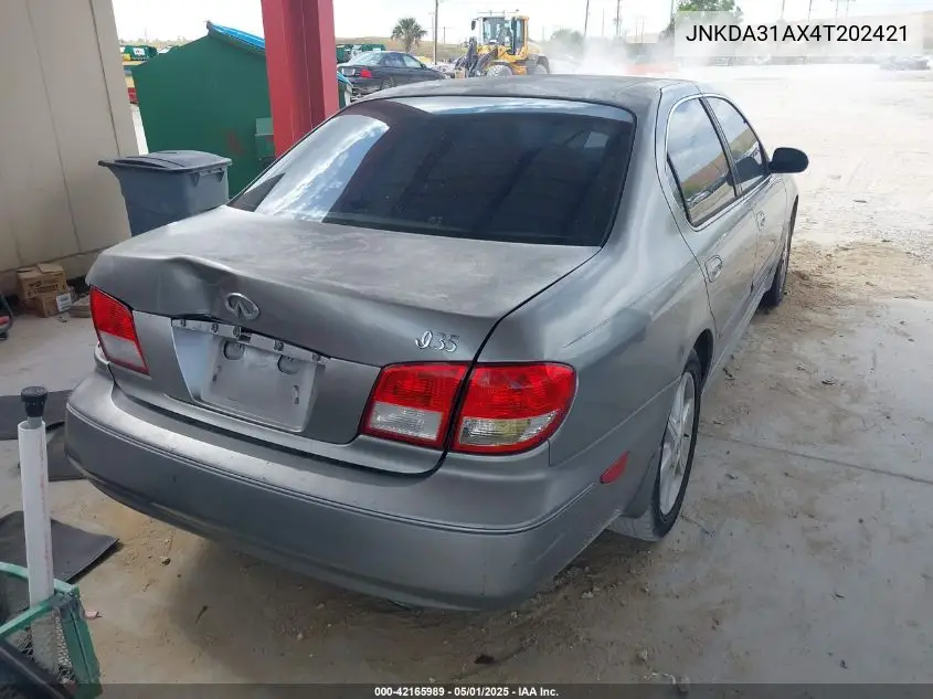 2004 Infiniti I35 Luxury VIN: JNKDA31AX4T202421 Lot: 42165989
