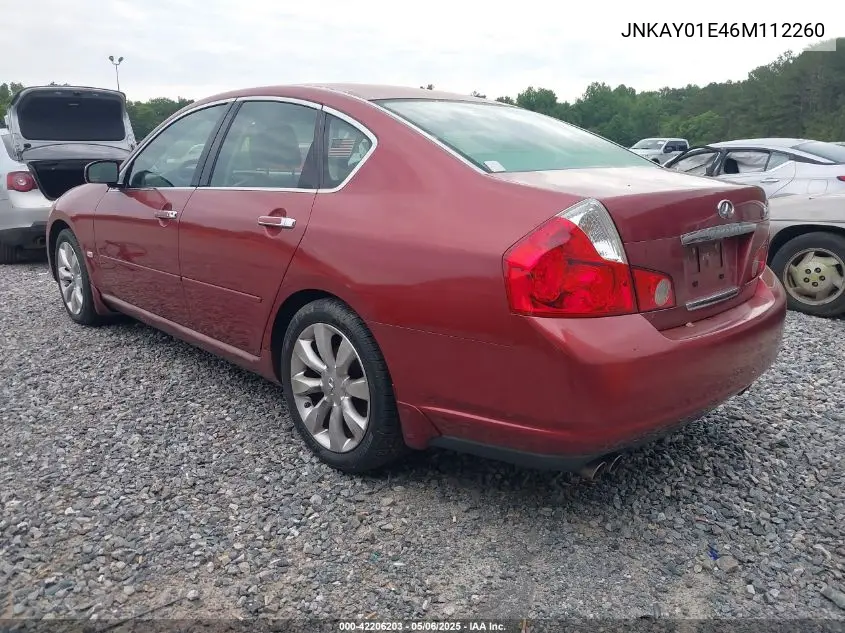 2006 Infiniti M35 VIN: JNKAY01E46M112260 Lot: 42206203