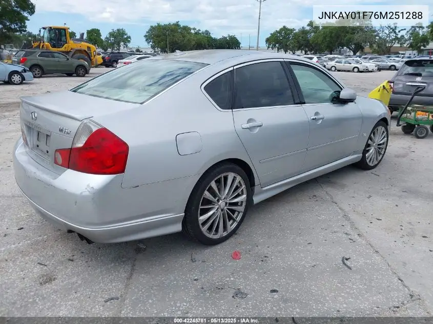 2006 Infiniti M35 VIN: JNKAY01F76M251288 Lot: 42245781