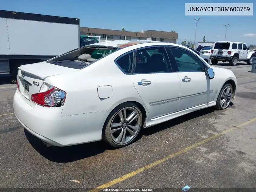 2008 Infiniti M35 VIN: JNKAY01E38M603759 Lot: 42228232