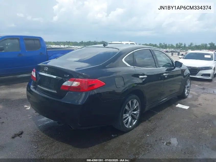 2012 Infiniti M37 VIN: JN1BY1AP6CM334374 Lot: 42651391