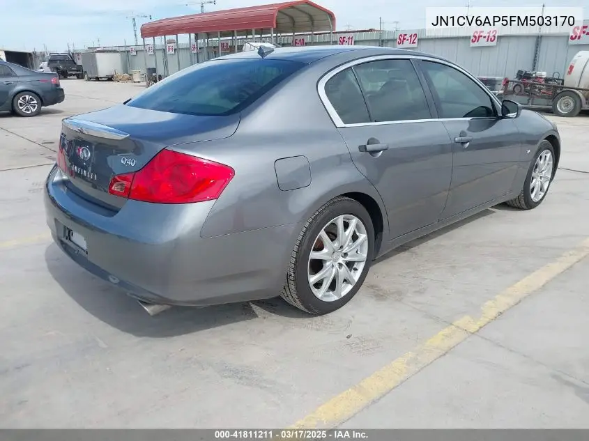 2015 Infiniti Q40 VIN: JN1CV6AP5FM503170 Lot: 41811211