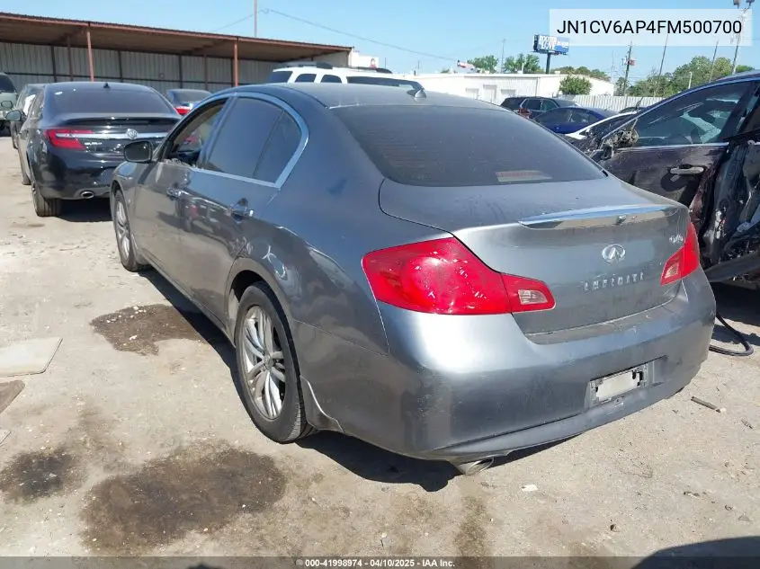 2015 Infiniti Q40 VIN: JN1CV6AP4FM500700 Lot: 41998974