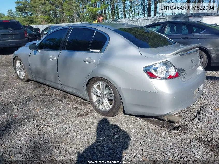 2015 Infiniti Q40 VIN: JN1CV6AR9FM522984 Lot: 42210379