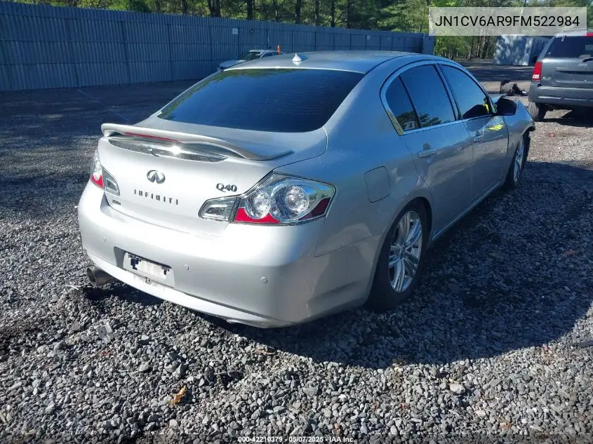 2015 Infiniti Q40 VIN: JN1CV6AR9FM522984 Lot: 42210379