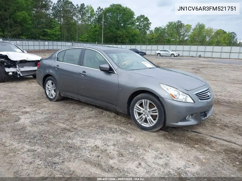2015 Infiniti Q40 VIN: JN1CV6AR3FM521751 Lot: 42212244