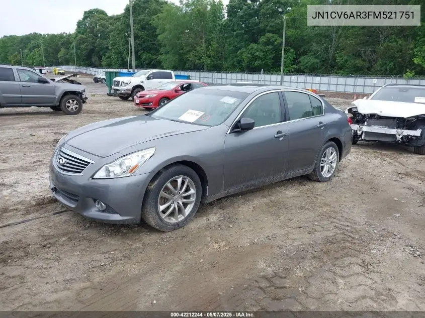2015 Infiniti Q40 VIN: JN1CV6AR3FM521751 Lot: 42212244