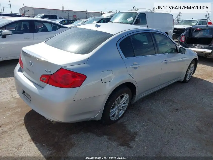 2015 Infiniti Q40 VIN: JN1CV6AR7FM520005 Lot: 42235592