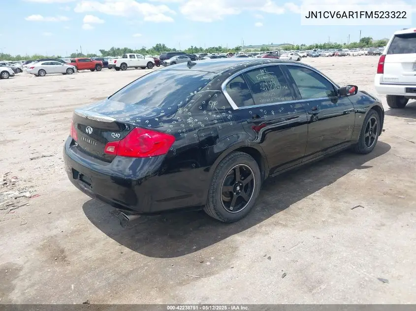 2015 Infiniti Q40 VIN: JN1CV6AR1FM523322 Lot: 42238751