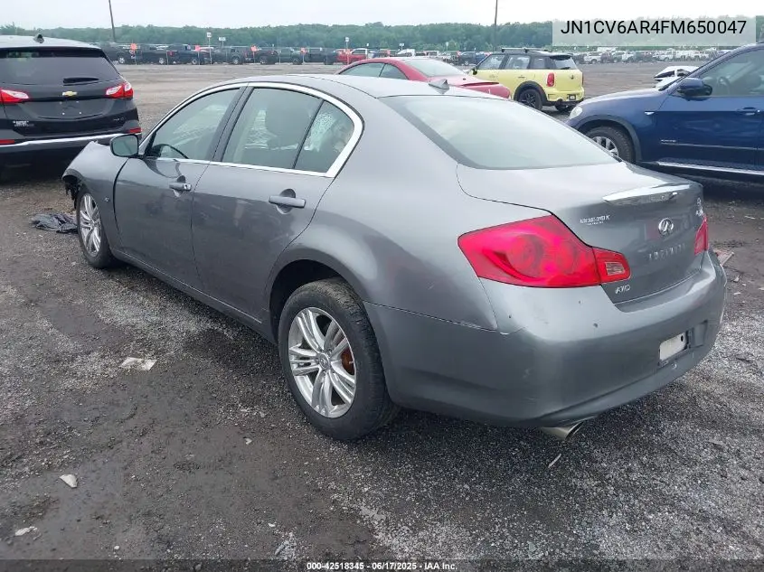 2015 Infiniti Q40 VIN: JN1CV6AR4FM650047 Lot: 42518345