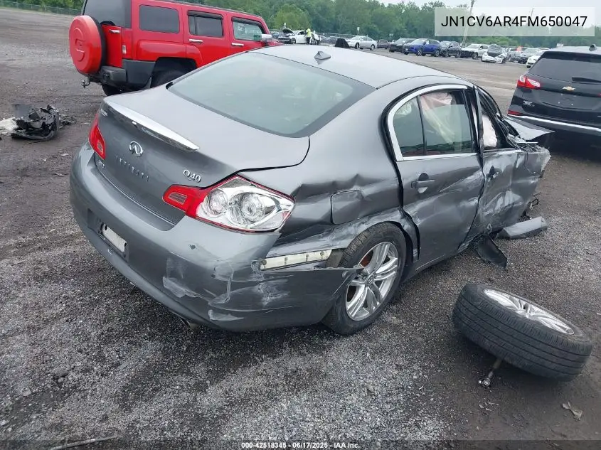 2015 Infiniti Q40 VIN: JN1CV6AR4FM650047 Lot: 42518345