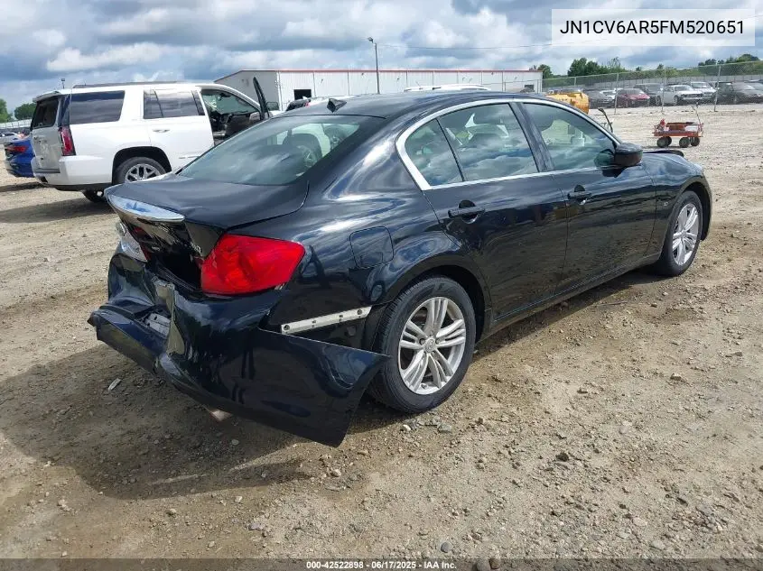 2015 Infiniti Q40 VIN: JN1CV6AR5FM520651 Lot: 42522898