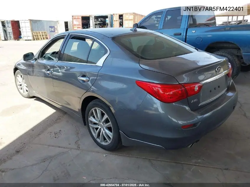2015 Infiniti Q50 Premium VIN: JN1BV7AR5FM422401 Lot: 42654704