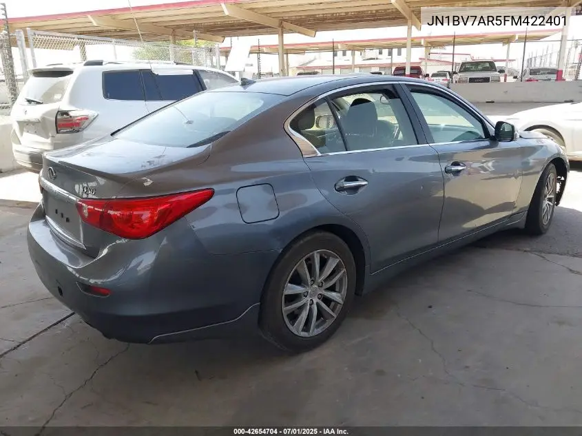2015 Infiniti Q50 Premium VIN: JN1BV7AR5FM422401 Lot: 42654704