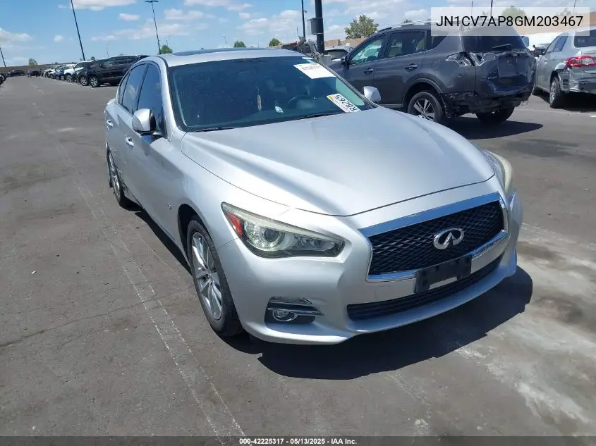 2016 Infiniti Q50 2.0T Base/2.0T Premium VIN: JN1CV7AP8GM203467 Lot: 42225317