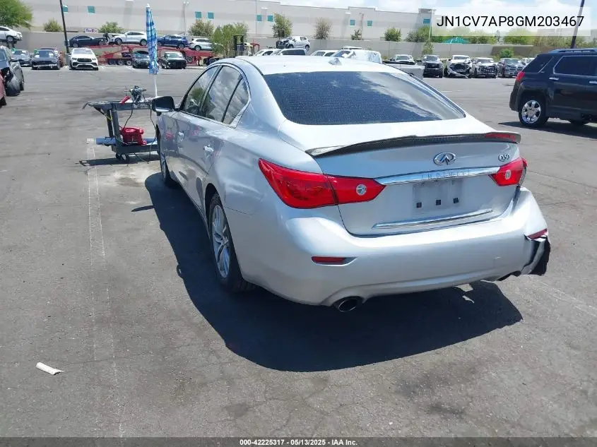 2016 Infiniti Q50 2.0T Base/2.0T Premium VIN: JN1CV7AP8GM203467 Lot: 42225317