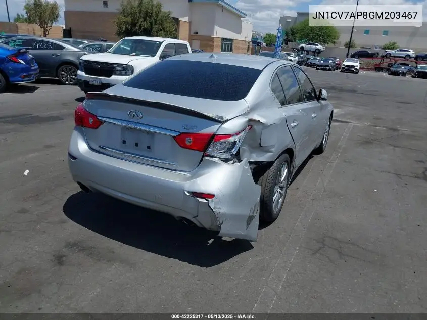 2016 Infiniti Q50 2.0T Base/2.0T Premium VIN: JN1CV7AP8GM203467 Lot: 42225317