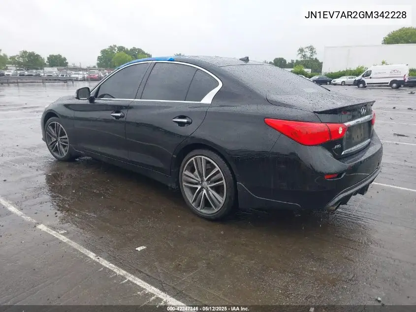2016 Infiniti Q50 3.0T Sport VIN: JN1EV7AR2GM342228 Lot: 42247346