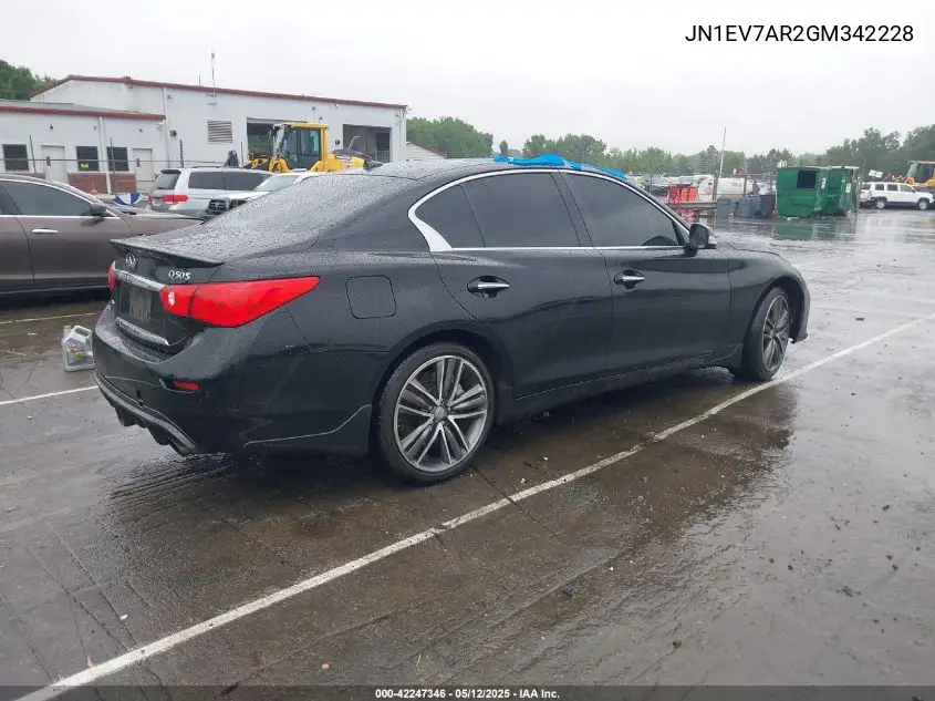 2016 Infiniti Q50 3.0T Sport VIN: JN1EV7AR2GM342228 Lot: 42247346