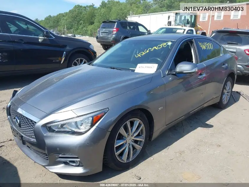 2017 Infiniti Q50 3.0T Premium VIN: JN1EV7AR0HM830403 Lot: 42639087