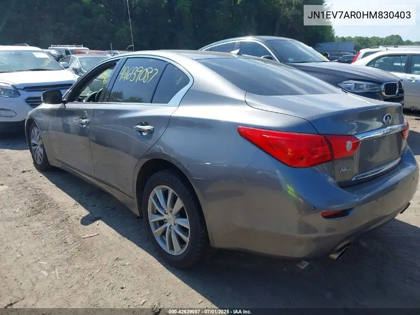 2017 Infiniti Q50 3.0T Premium VIN: JN1EV7AR0HM830403 Lot: 42639087