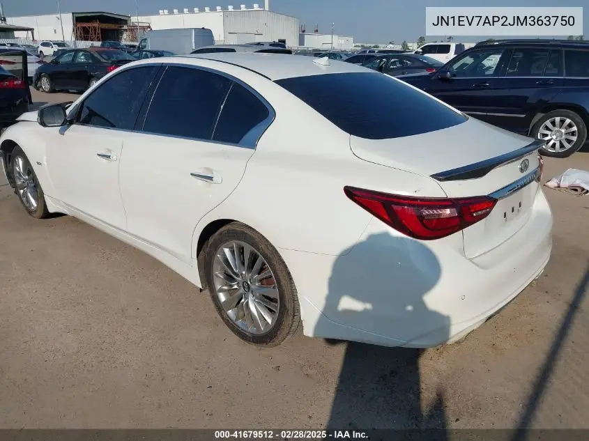 2018 Infiniti Q50 3.0T Luxe VIN: JN1EV7AP2JM363750 Lot: 41679512