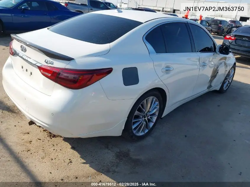 2018 Infiniti Q50 3.0T Luxe VIN: JN1EV7AP2JM363750 Lot: 41679512