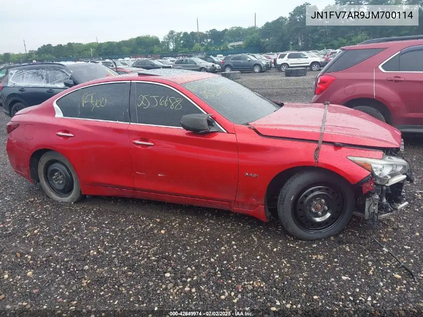 2018 Infiniti Q50 3.0T Red Sport 400 VIN: JN1FV7AR9JM700114 Lot: 42649974