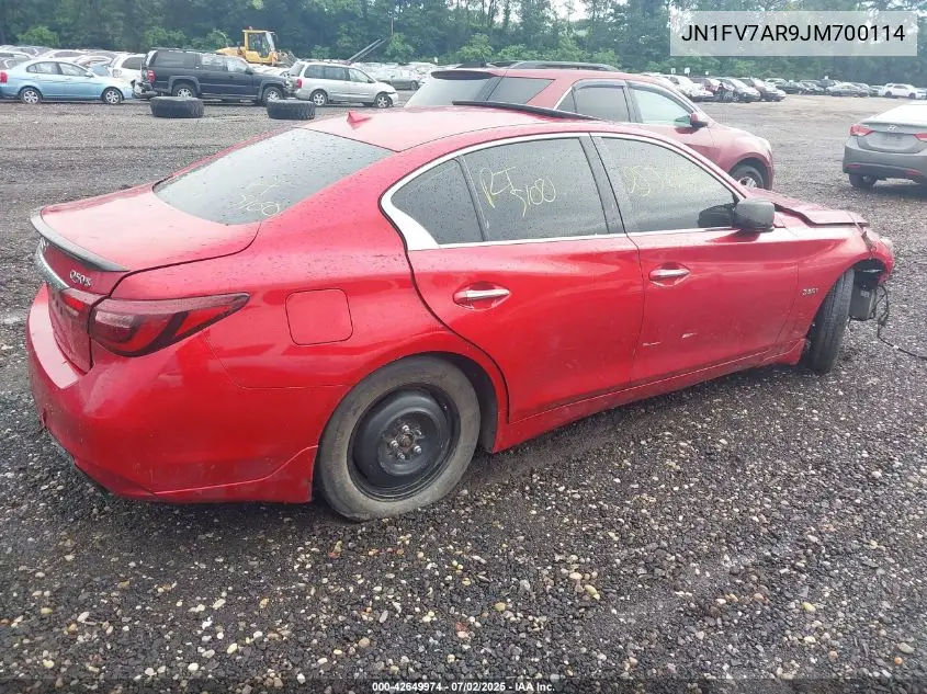 2018 Infiniti Q50 3.0T Red Sport 400 VIN: JN1FV7AR9JM700114 Lot: 42649974