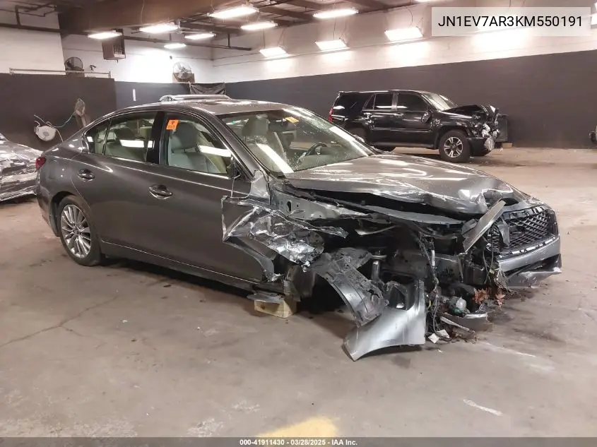 2019 Infiniti Q50 3.0T Luxe VIN: JN1EV7AR3KM550191 Lot: 41911430