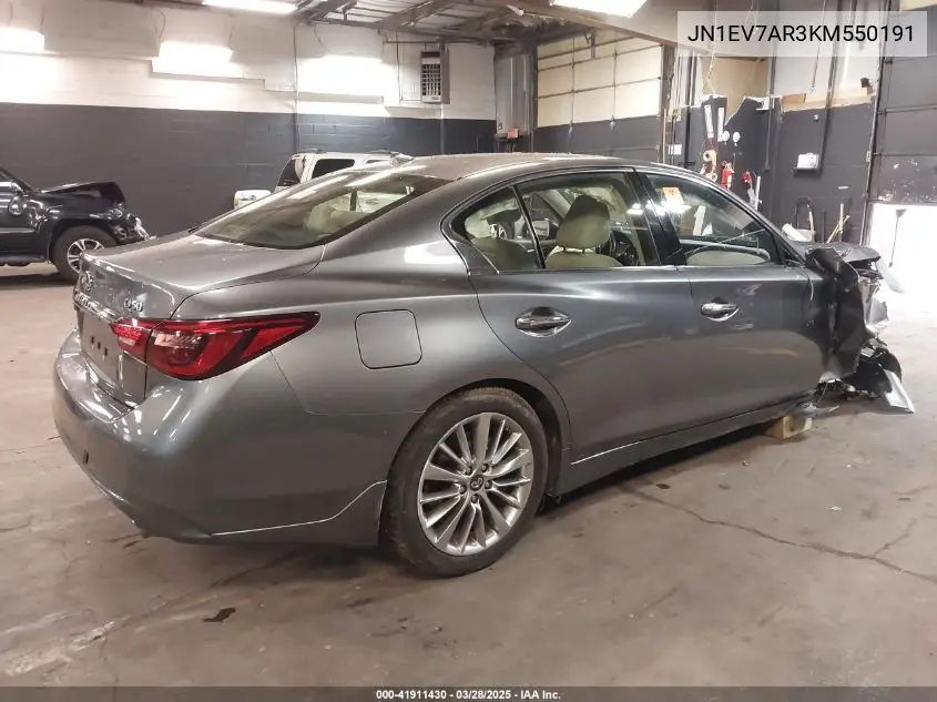 2019 Infiniti Q50 3.0T Luxe VIN: JN1EV7AR3KM550191 Lot: 41911430