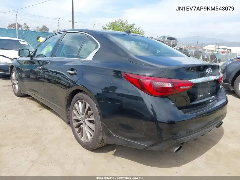2019 Infiniti Q50 3.0T Luxe VIN: JN1EV7AP9KM543079 Lot: 42244113