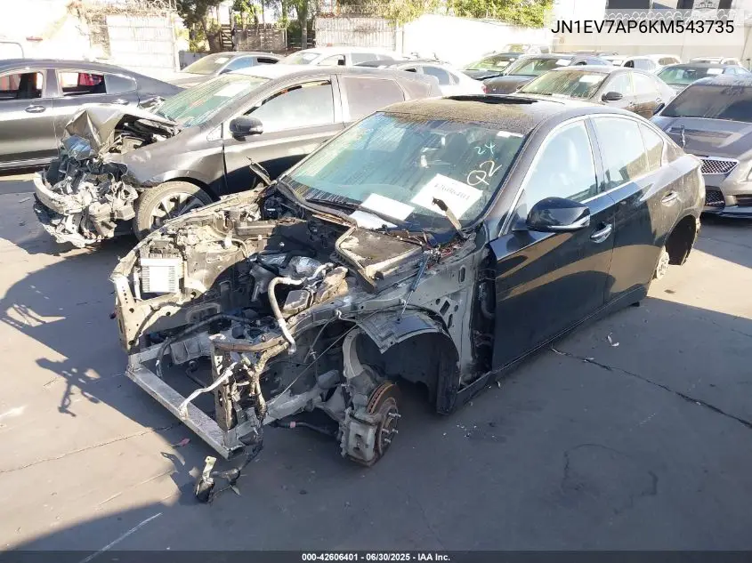 2019 Infiniti Q50 Luxe/Sport/Signature Edition VIN: JN1EV7AP6KM543735 Lot: 42606401