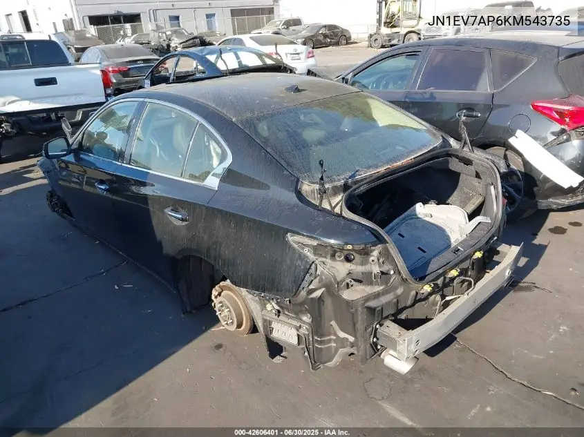 2019 Infiniti Q50 Luxe/Sport/Signature Edition VIN: JN1EV7AP6KM543735 Lot: 42606401