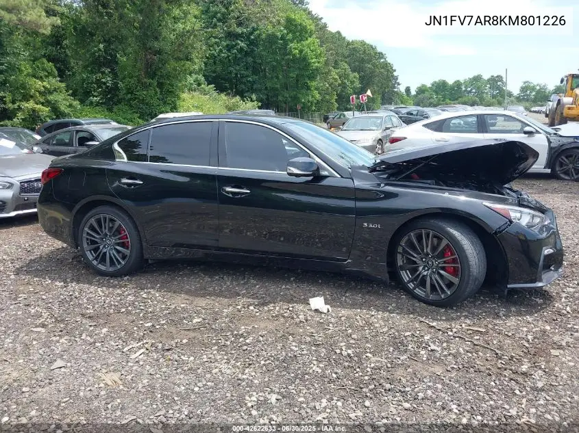 2019 Infiniti Q50 3.0T Red Sport 400 VIN: JN1FV7AR8KM801226 Lot: 42622633